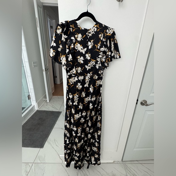 Dôen Silk Black Floral Maxi Dress - Picture 3 of 6